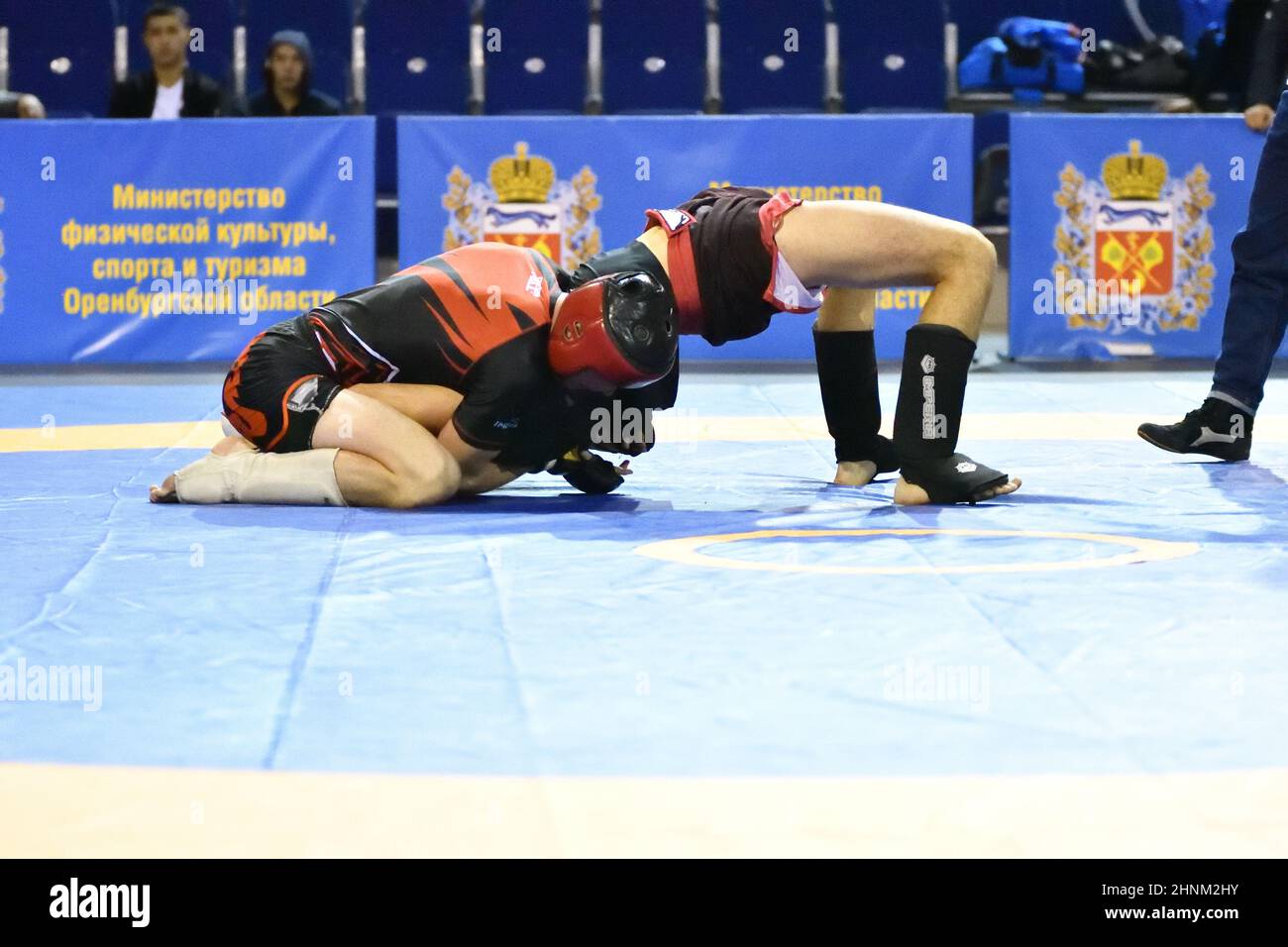 Orenburg, Russia - October 5, 2019: Men compete in Pankration wrestling Stock Photo