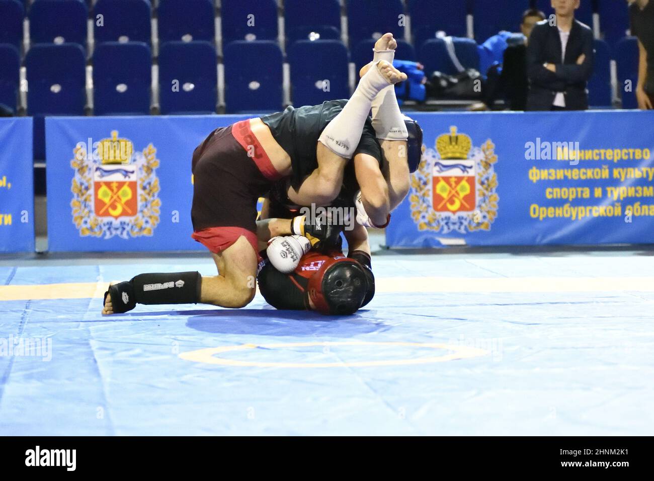 Orenburg, Russia - October 5, 2019: Men compete in Pankration wrestling Stock Photo