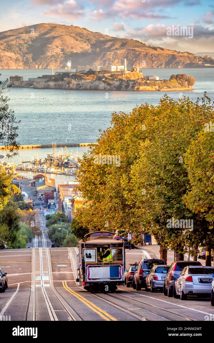 San Francisco, skyline with Alcatraz Island Stock Photo