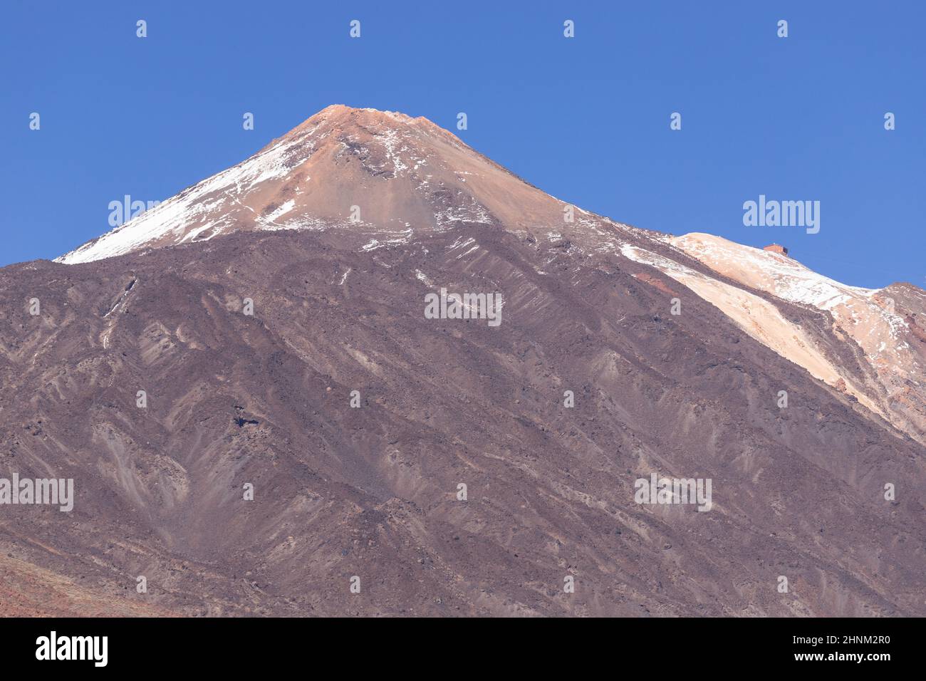 Snow on the summit of Mount Teide, Tenerife, Canary Islands Stock Photo