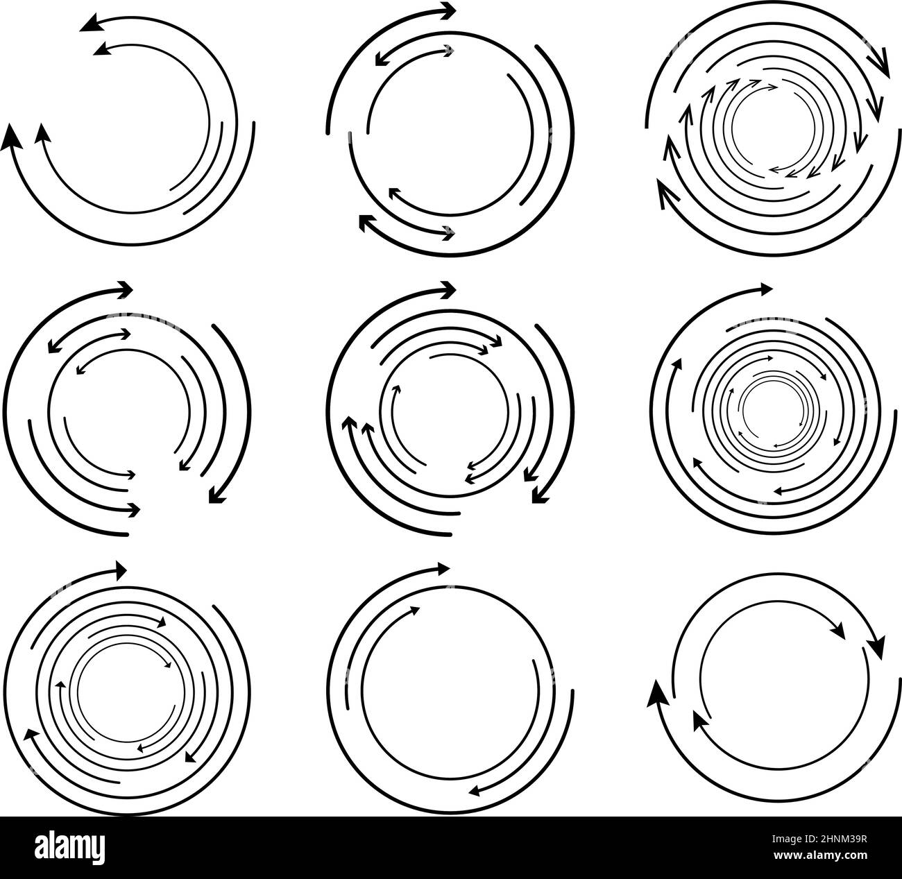 Random circular, cycle arrow element. Spiral, spinning, revolve arrows ...