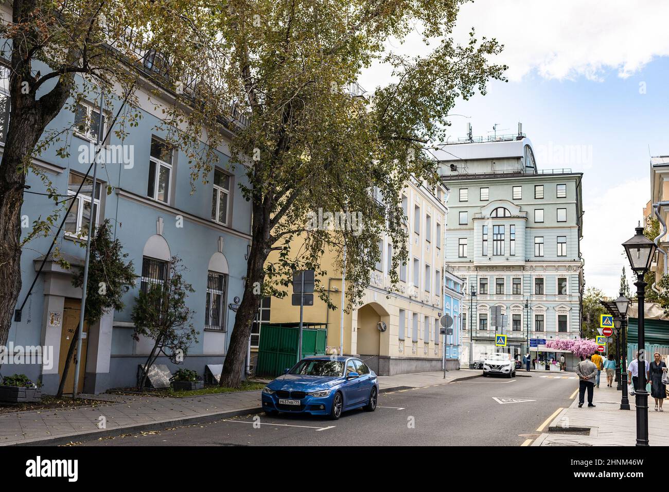 view of Uspensky Lane in Moscow city in summer Stock Photo
