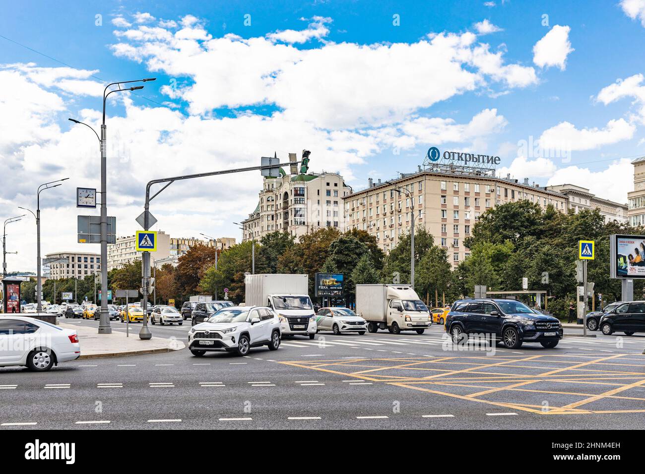 car traffic on Garden Ring road in Moscow city Stock Photo