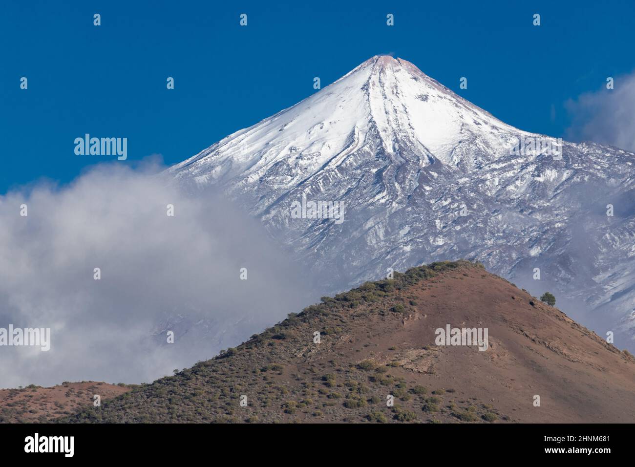 Snow on the summit of Mount Teide, Tenerife, Canary Islands Stock Photo