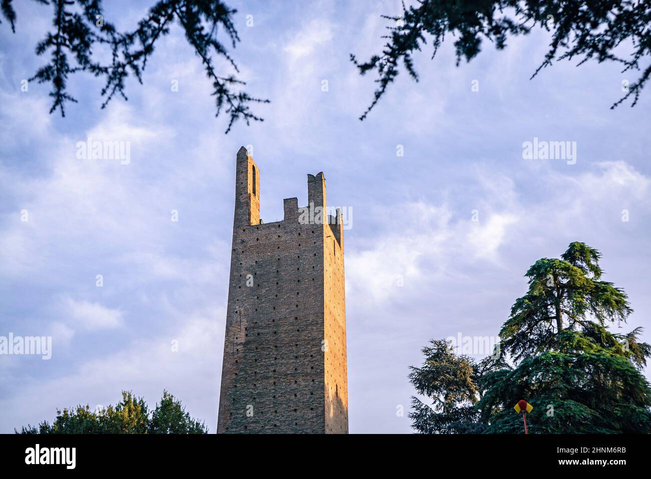 Dona Tower and Grimaldi Tower: the two Ancient Towers in Rovigo in Italy Stock Photo