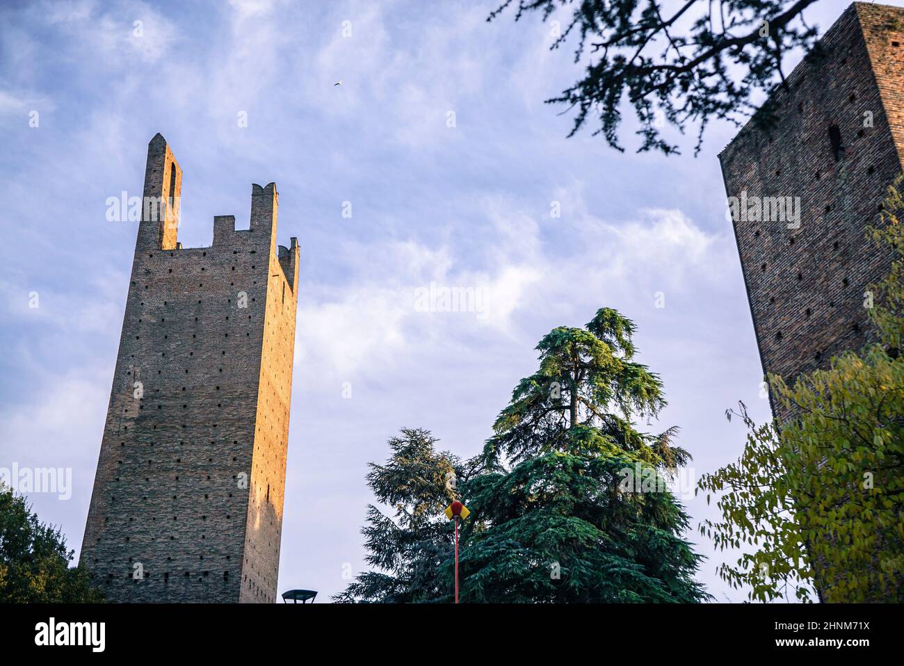 Dona Tower and Grimaldi Tower: the two Ancient Towers in Rovigo in Italy Stock Photo