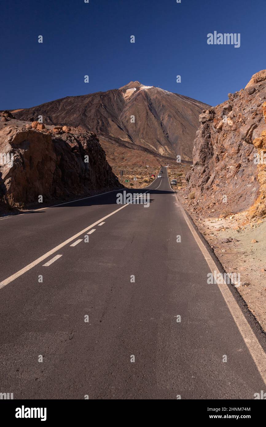 Road leading to Mount Teide, Tenerife, Canary Islands Stock Photo