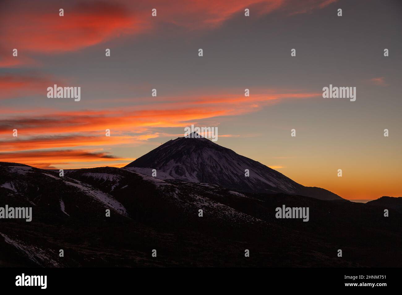Dusk over Mount Teide, Tenerife, Canary Islands Stock Photo