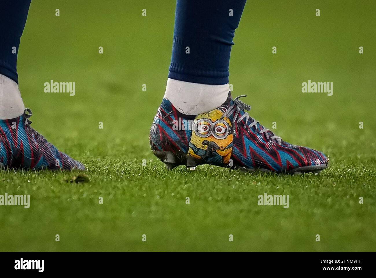 Wolverhampton, UK. 10th Feb, 2022. The personalised nike football boot of  Alexandre Lacazette of Arsenal displaying a minion image during the Premier  League match between Wolverhampton Wanderers and Arsenal at Molineux,  Wolverhampton,