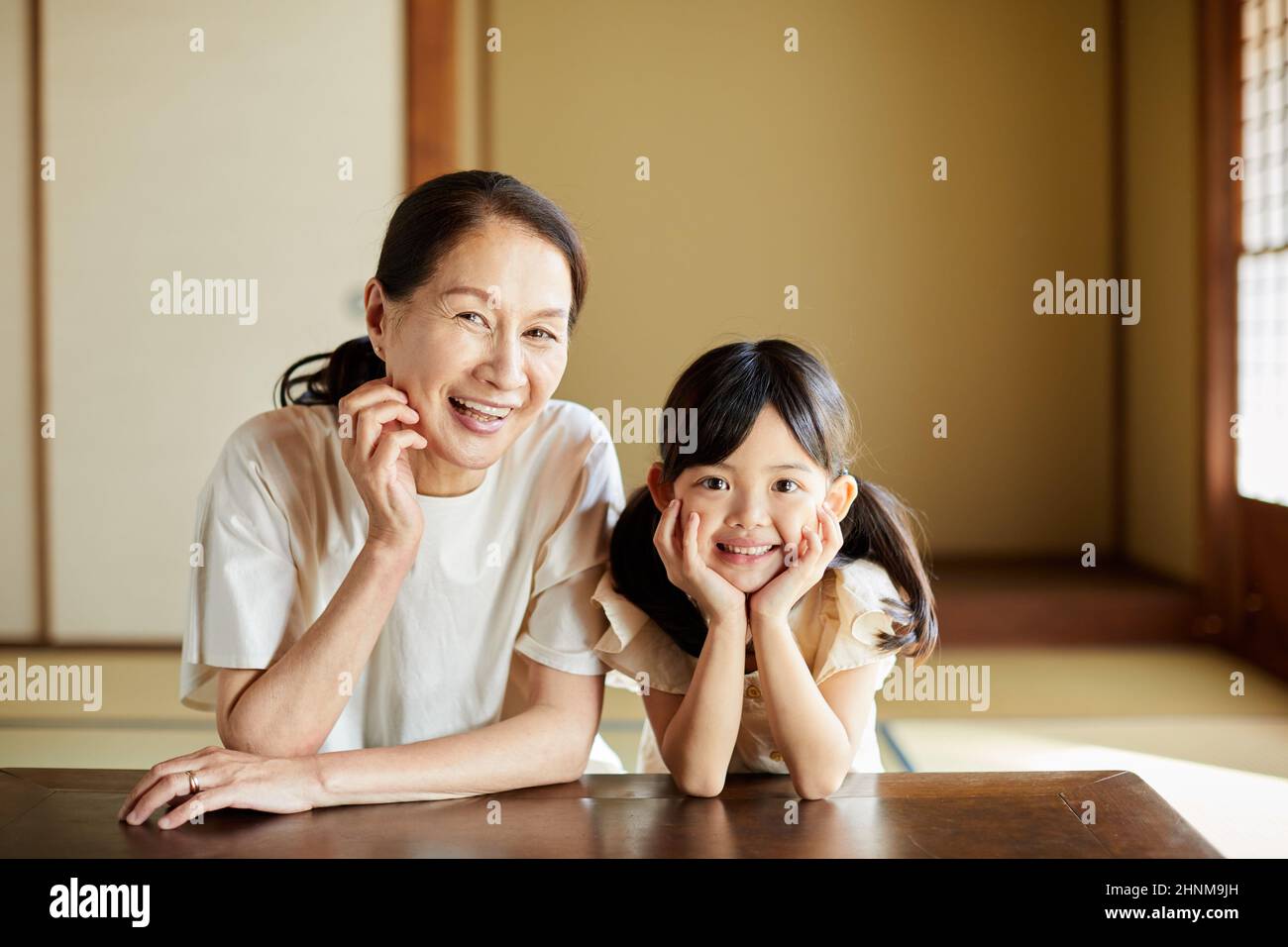 Smiling Japanese Grandmother And Grandchild Stock Photo Alamy
