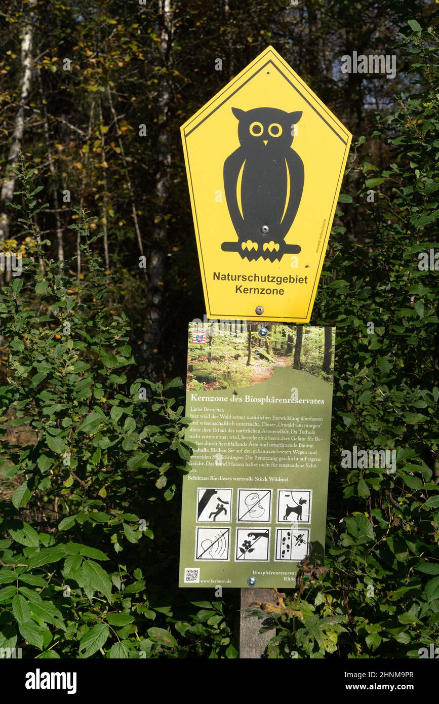 Reference to nature reserve in the Red Moor in the Rhön Stock Photo