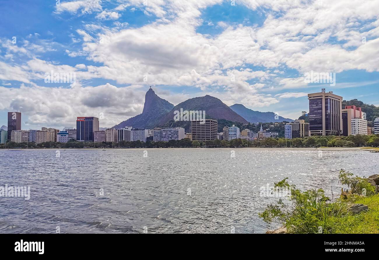 Cristo Redentor Corcovado mountain Botafogo cityscape Rio de Janeiro Brazil. Stock Photo