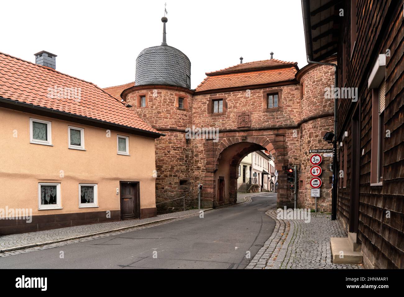 Historic city gate in the old town of Tann in the Rhön Stock Photo