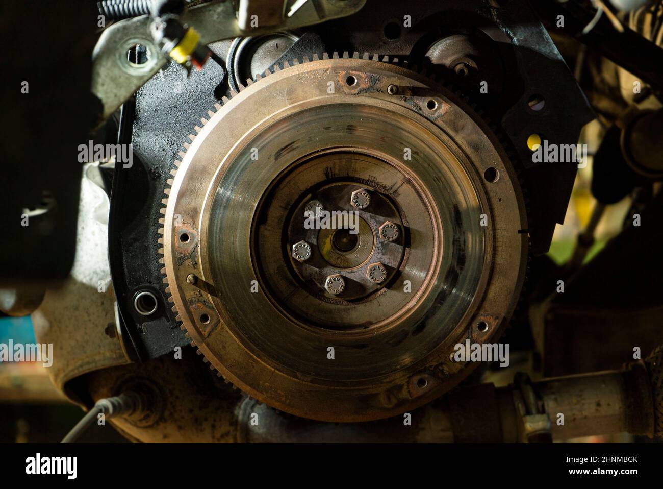 Car engine flywheel Stock Photo
