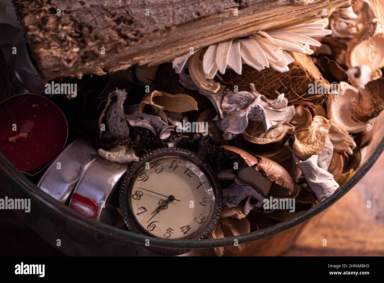 Pocket watch and other items Stock Photo