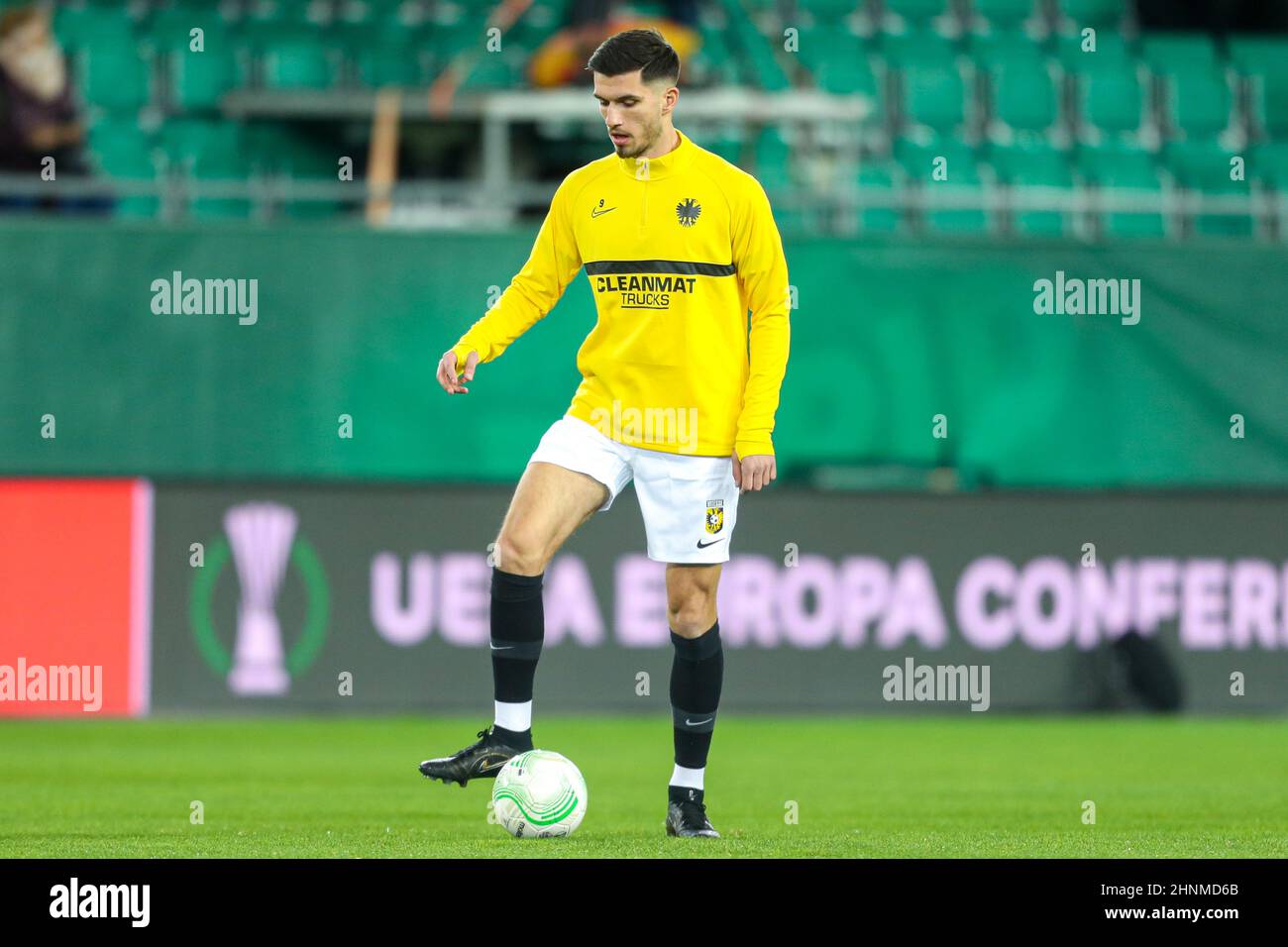 VIENNA, AUSTRIA - FEBRUARY 17: Adrian Grbic of Vitesse during the UEFA Europa Conference League match between SK Rapid Wien and Vitesse at Allianz Stadion on February 17, 2022 in Vienna, Austria (Photo by Philip Bremm/Orange Pictures) Stock Photo