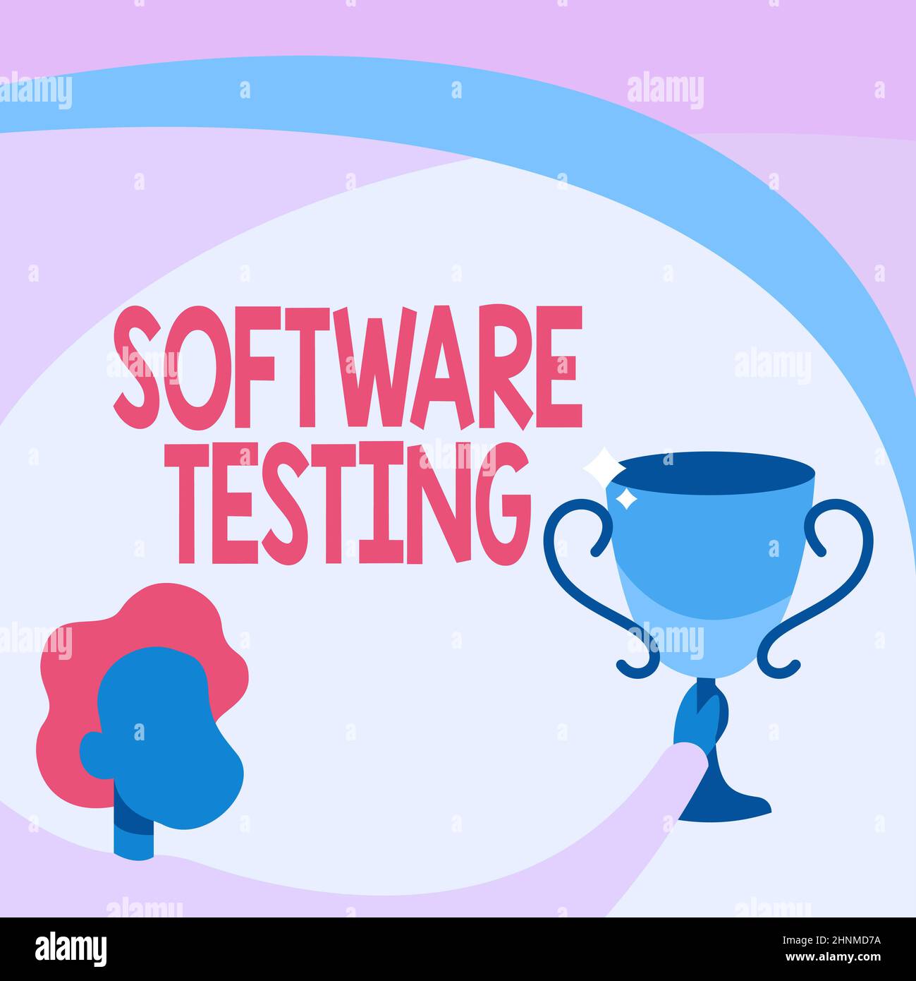 Writing displaying text Software Testing, Business approach evaluate the functionality of a software application Man Holding Trophy Cup Up High Celebr Stock Photo