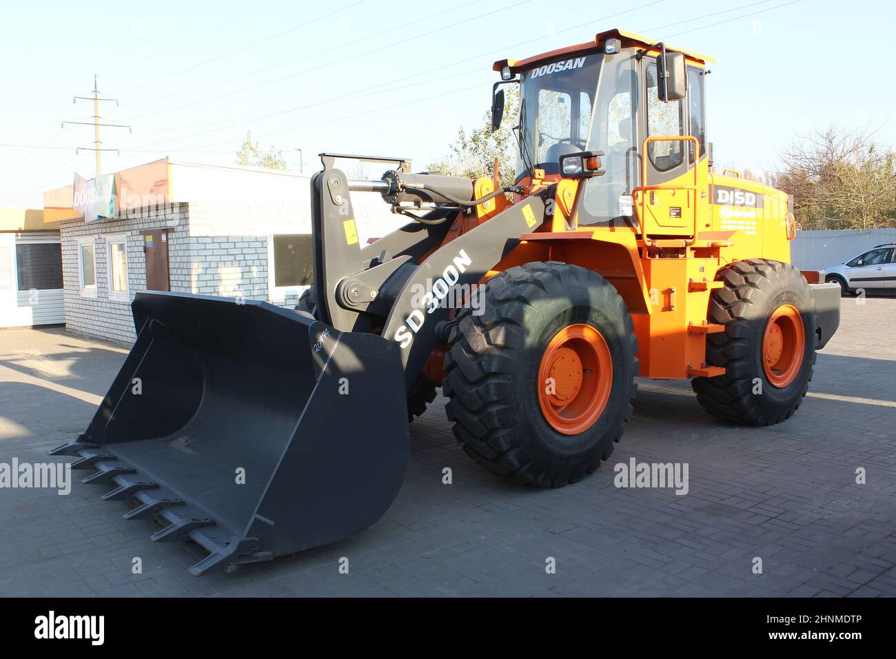 Kyiv, Ukraine - June 16, 2020: Wheel loader Doosan DISD SD300N at Kyiv, Ukraine Stock Photo