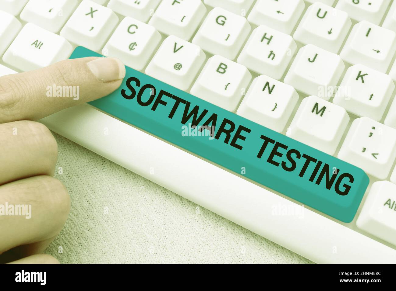 Handwriting text Software Testing, Word for evaluate the functionality of a software application Typing Certification Document Concept, Retyping Old D Stock Photo