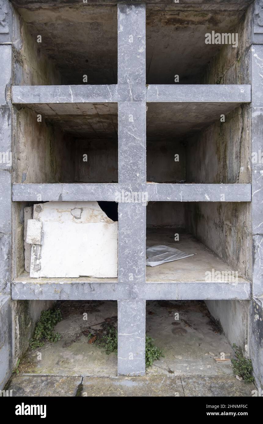 Detail of empty graves in a Christian Spanish cemetery Stock Photo Alamy