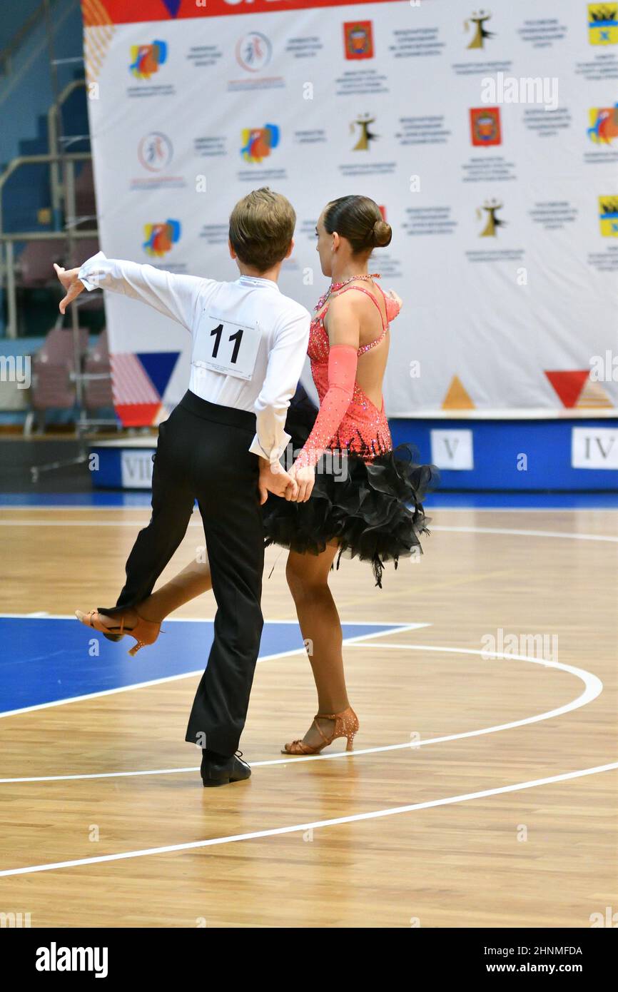Orenburg, Russia - November 02-03, 2019: Girl and boy dancing Stock Photo