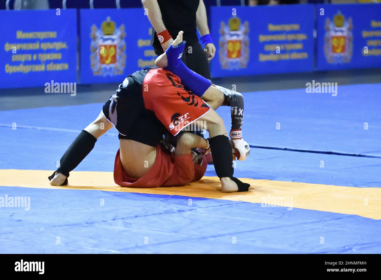 Orenburg, Russia - October 5, 2019: Men compete in Pankration wrestling Stock Photo