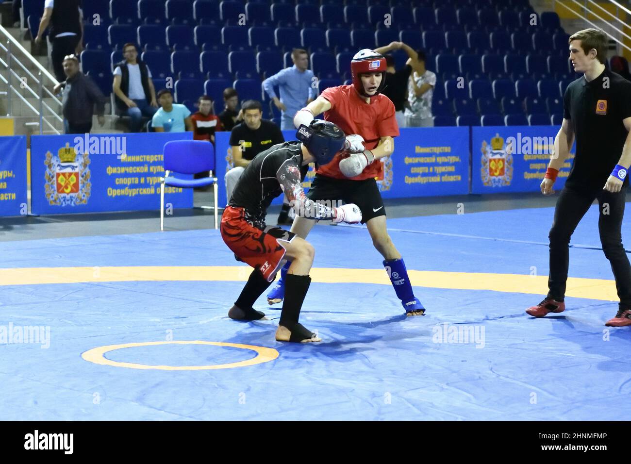 Orenburg, Russia - October 5, 2019: Men compete in Pankration wrestling Stock Photo