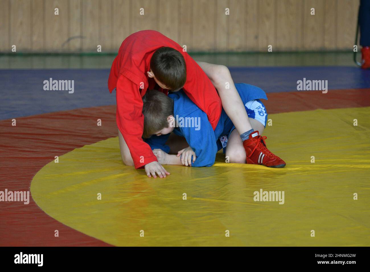Orenburg, Russia - February 23, 2019: Boy competitions Sambo Stock Photo