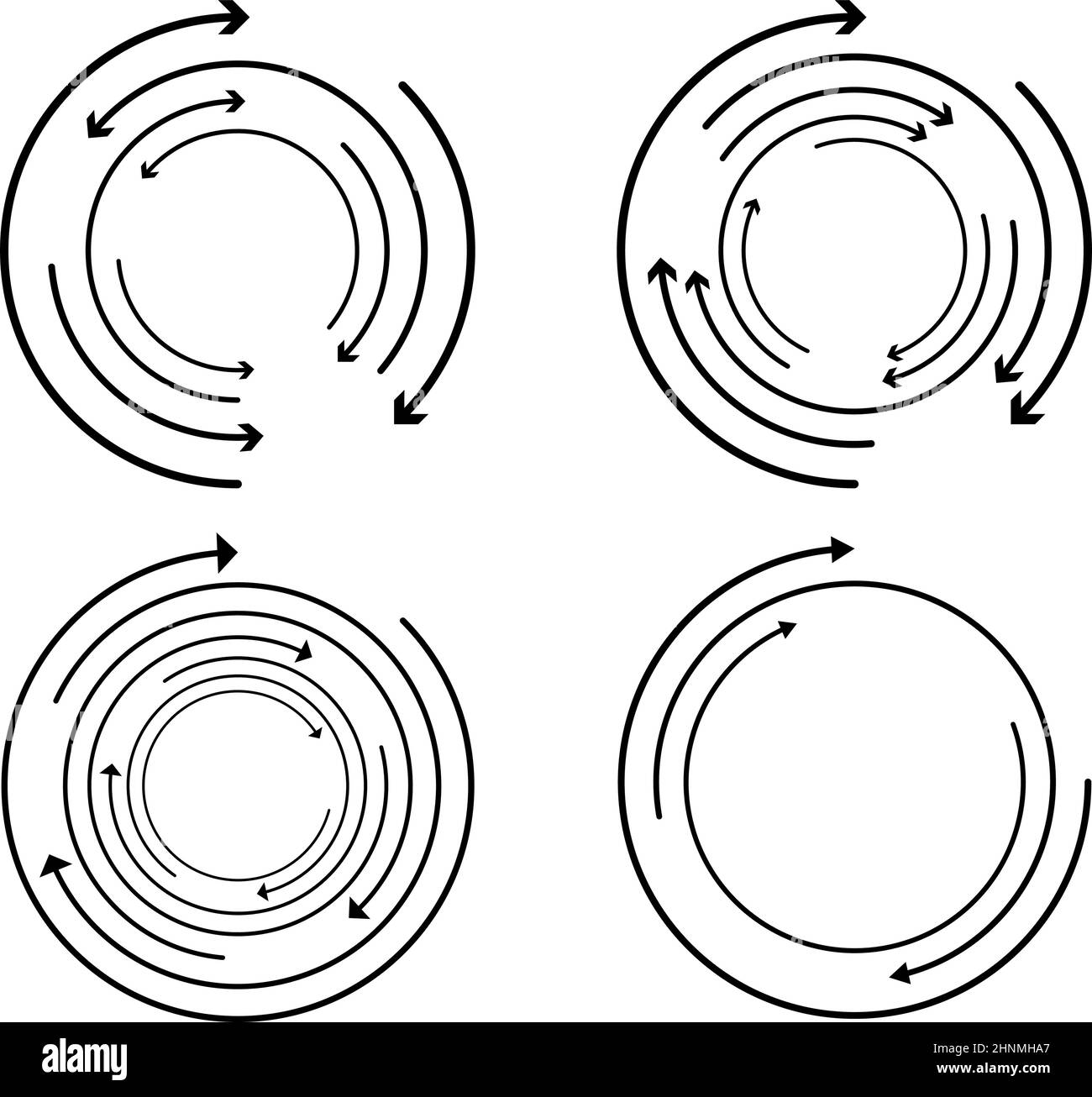 Random circular, cycle arrow element. Spiral, spinning, revolve arrows ...
