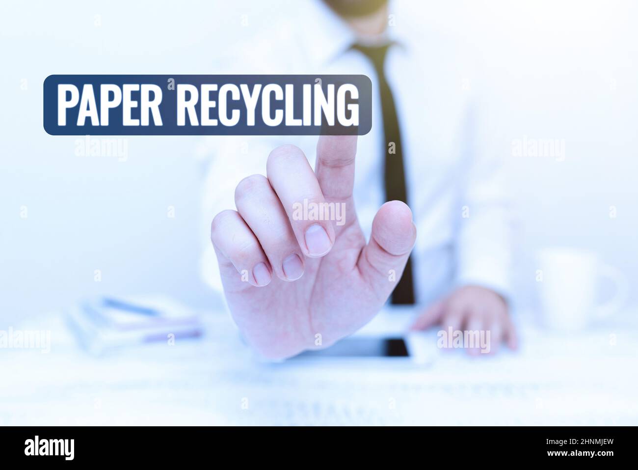 Text caption presenting Paper Recycling, Word for Using the waste