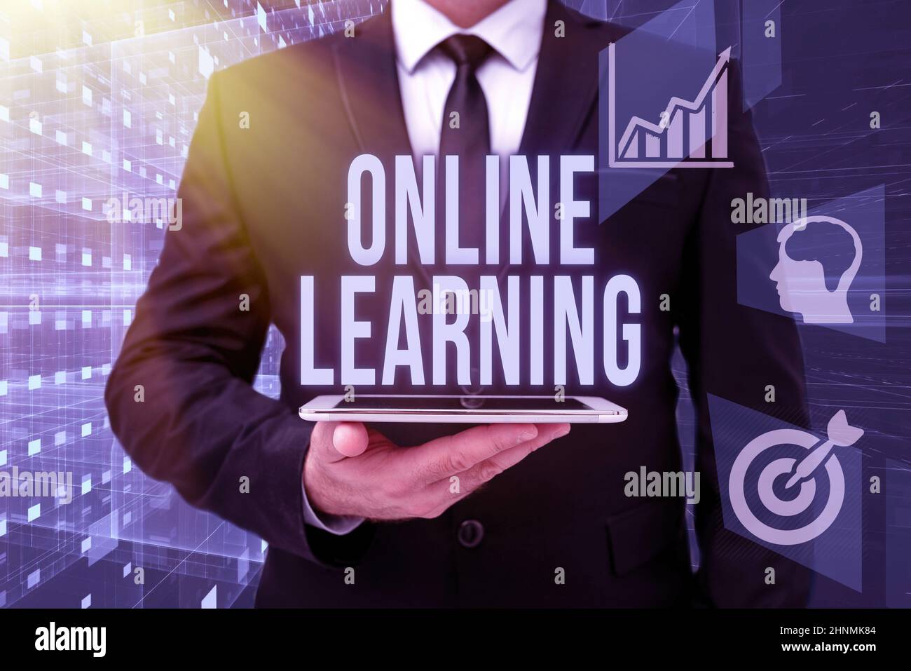 Text caption presenting Online Learning, Conceptual photo Larning with ...