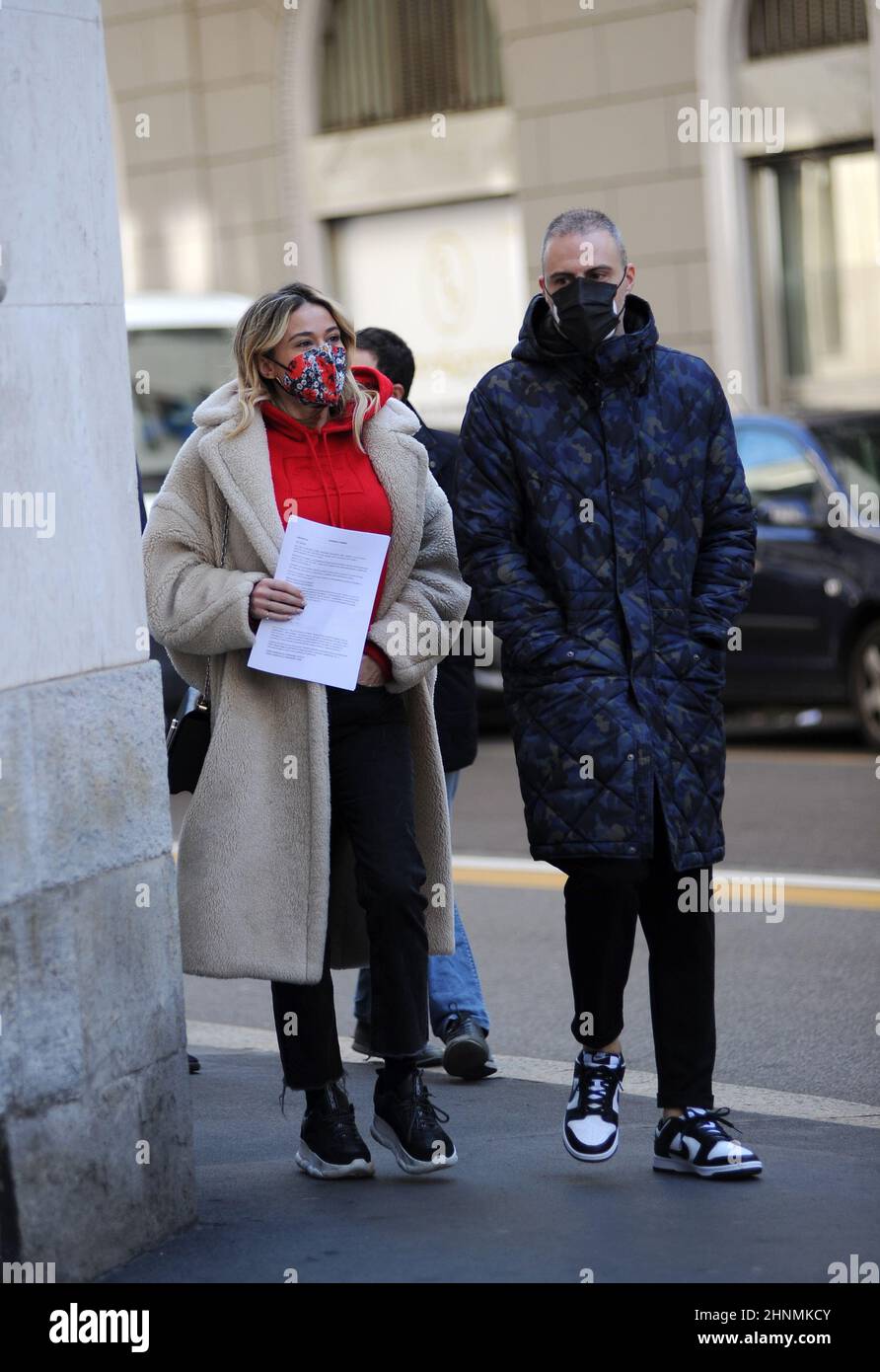 Milan, . 17th Feb, 2022. Milan, 17-02-2022 Diletta Leotta leaves Radio105  where she works with Daniele Battaglia who takes her home by car Credit:  Independent Photo Agency/Alamy Live News Stock Photo - Alamy