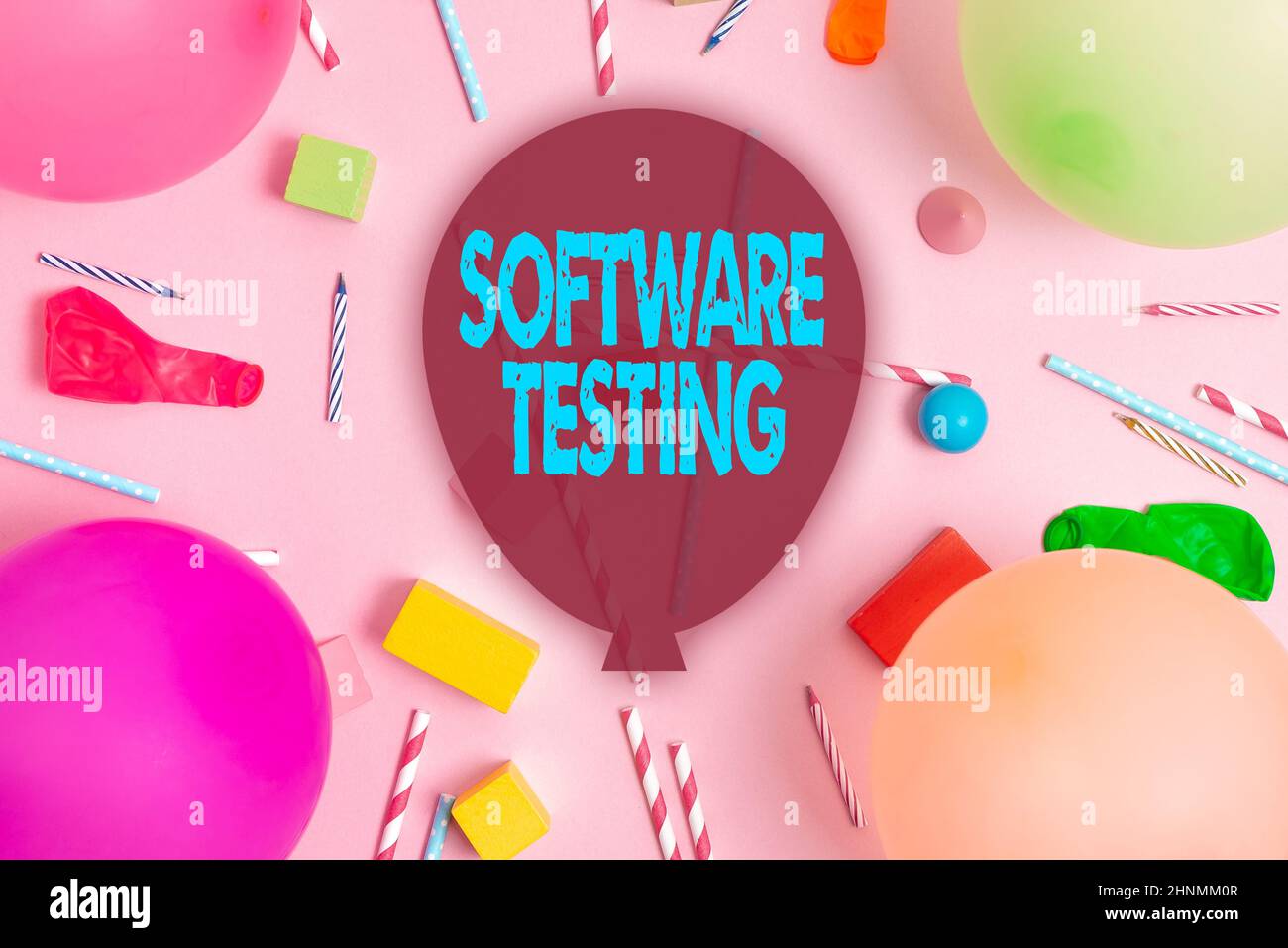 Conceptual display Software Testing, Business showcase evaluate the functionality of a software application Colorful Birthday Party Designs Bright Cel Stock Photo