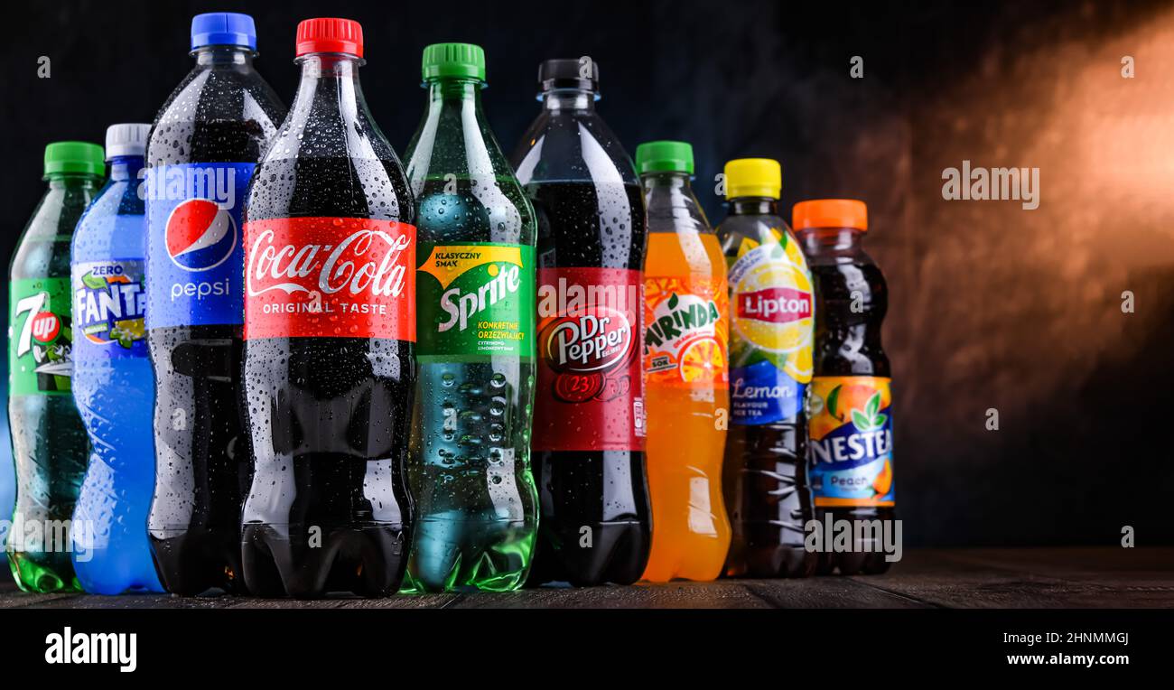 Bottles of global soft drink brands Stock Photo - Alamy