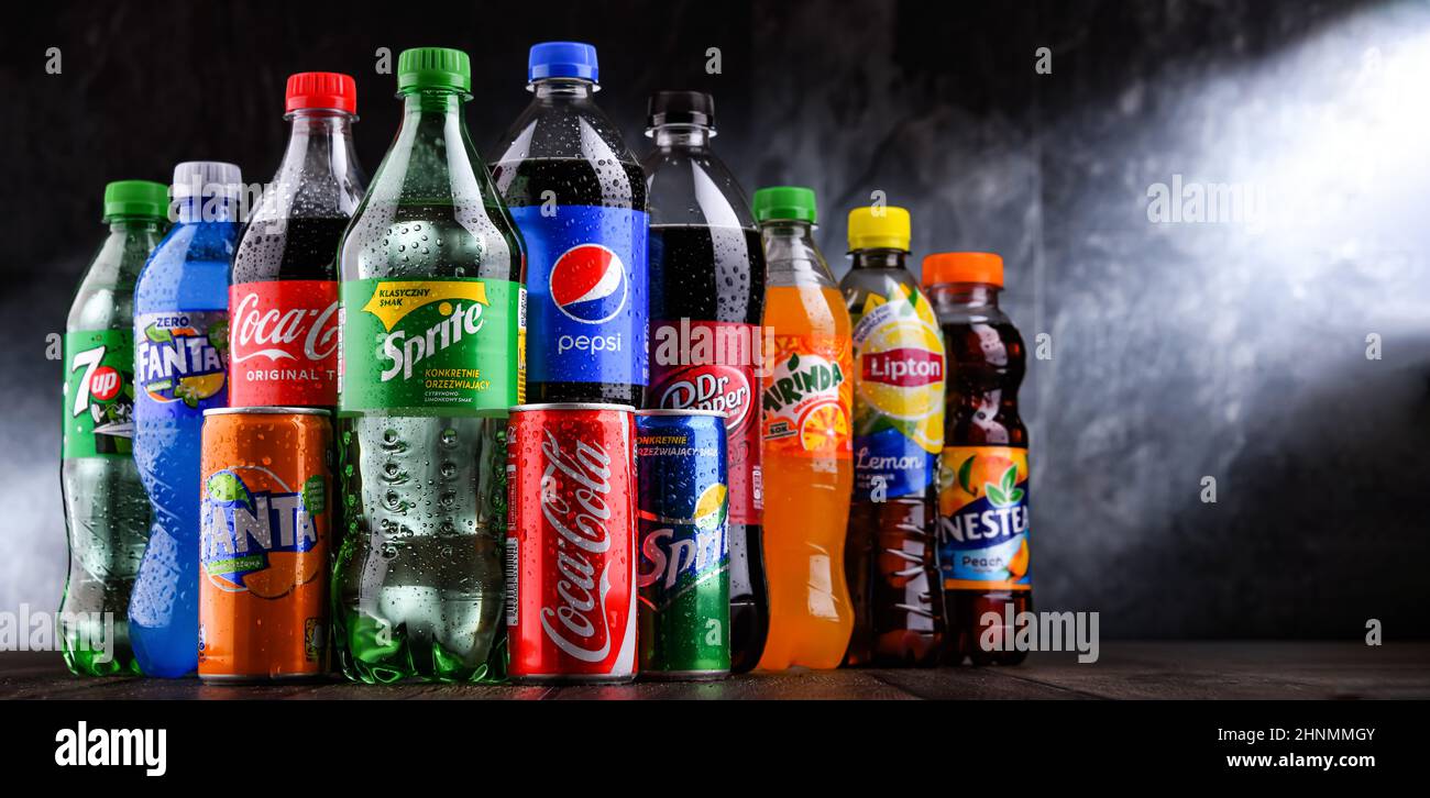 Bottles of global soft drink brands Stock Photo - Alamy