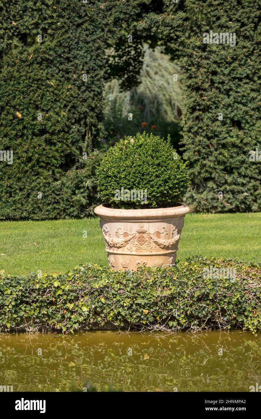 The picturesque Jardins du Manoir d Eyrignac in Dordogne. France Stock Photo
