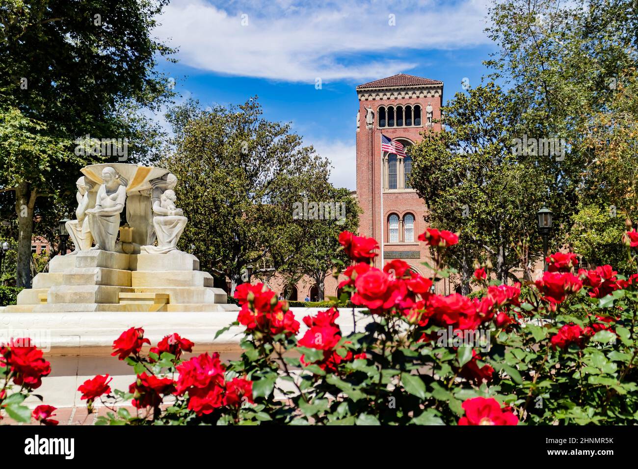 Sunny view of the campus of the University of Southern California at Los Angeles Stock Photo