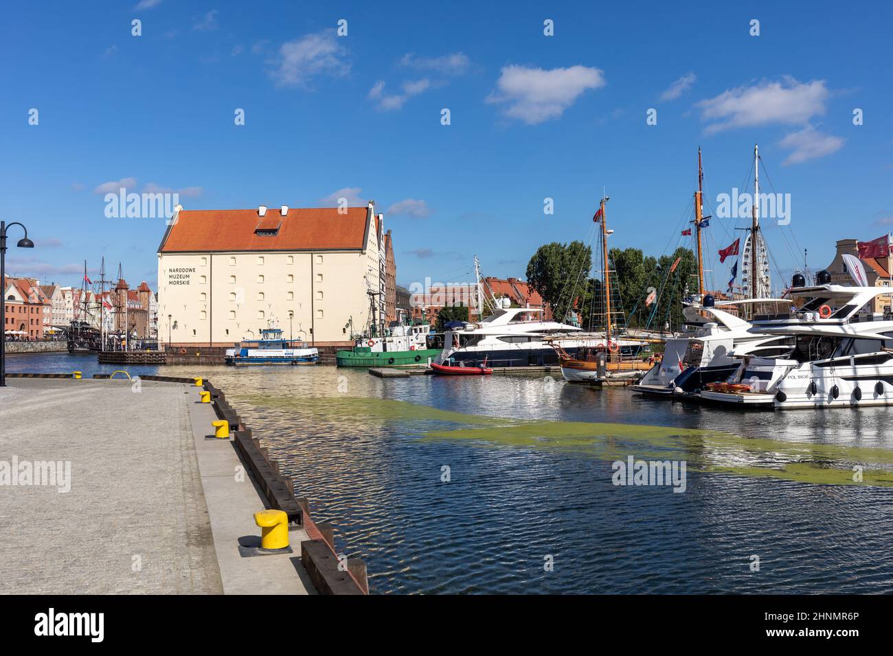 Motorboats and sailboats at the marina in Gdansk. Poland Stock Photo