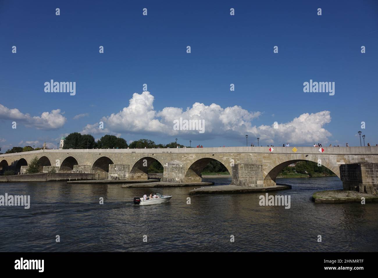 Germany, Bavaria, Regensburg, Oberpfalz, unesco heritage site, stone Bridge,  Danube,  toursm, trip Stock Photo