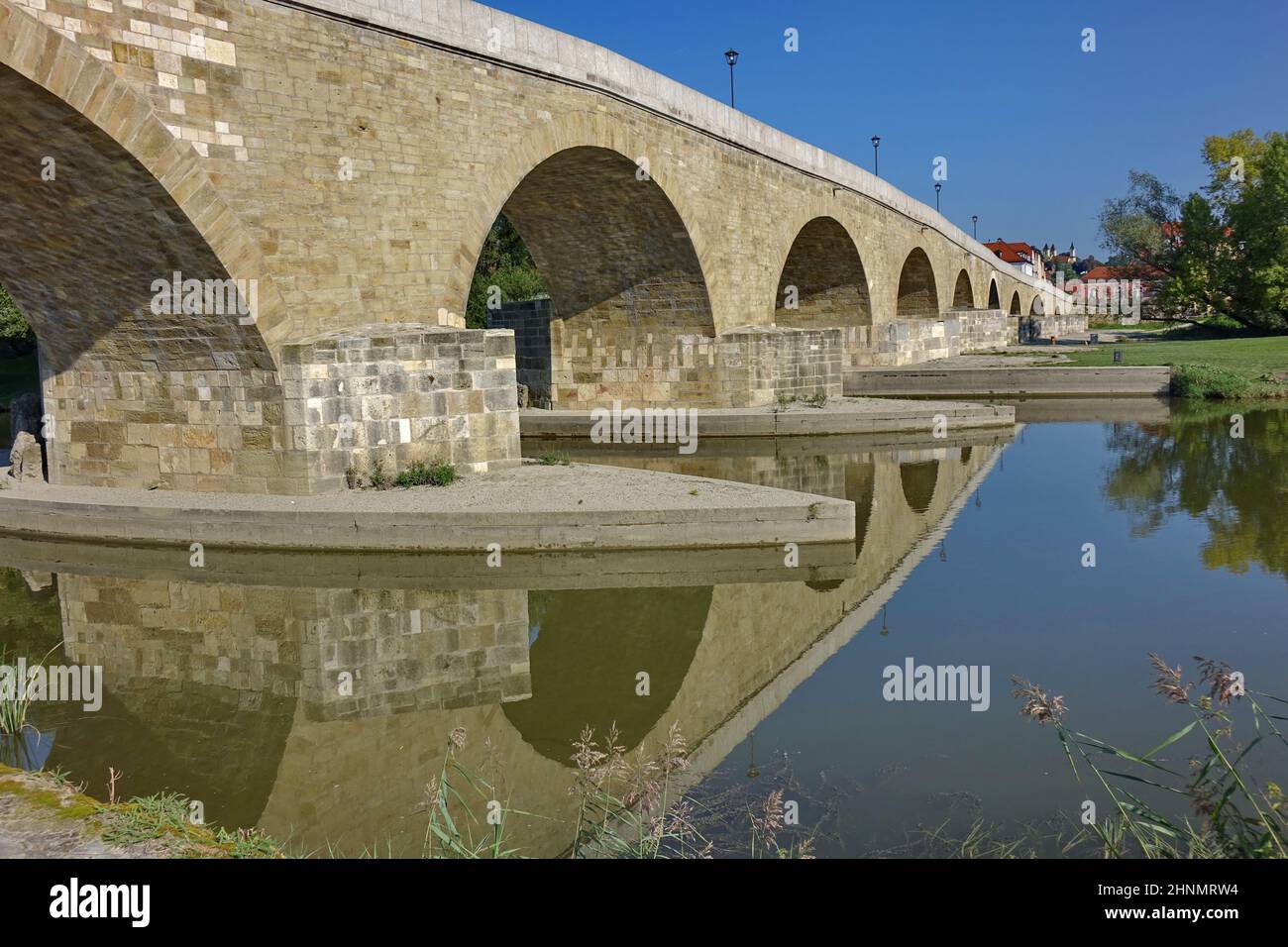 Germany, Bavaria, Regensburg, Oberpfalz, unesco heritage site, stone Bridge, Danube, toursm, trip Stock Photo