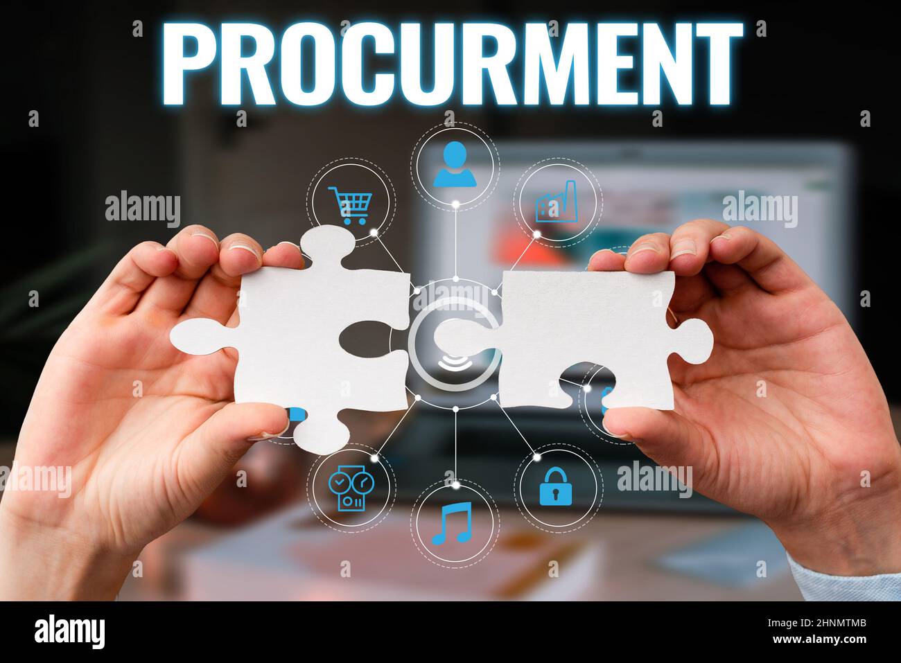 Sign displaying Procurment, Business idea action of acquiring military equipment and supplies Business Woman Holding Jigsaw Puzzle Piece Unlocking New Stock Photo