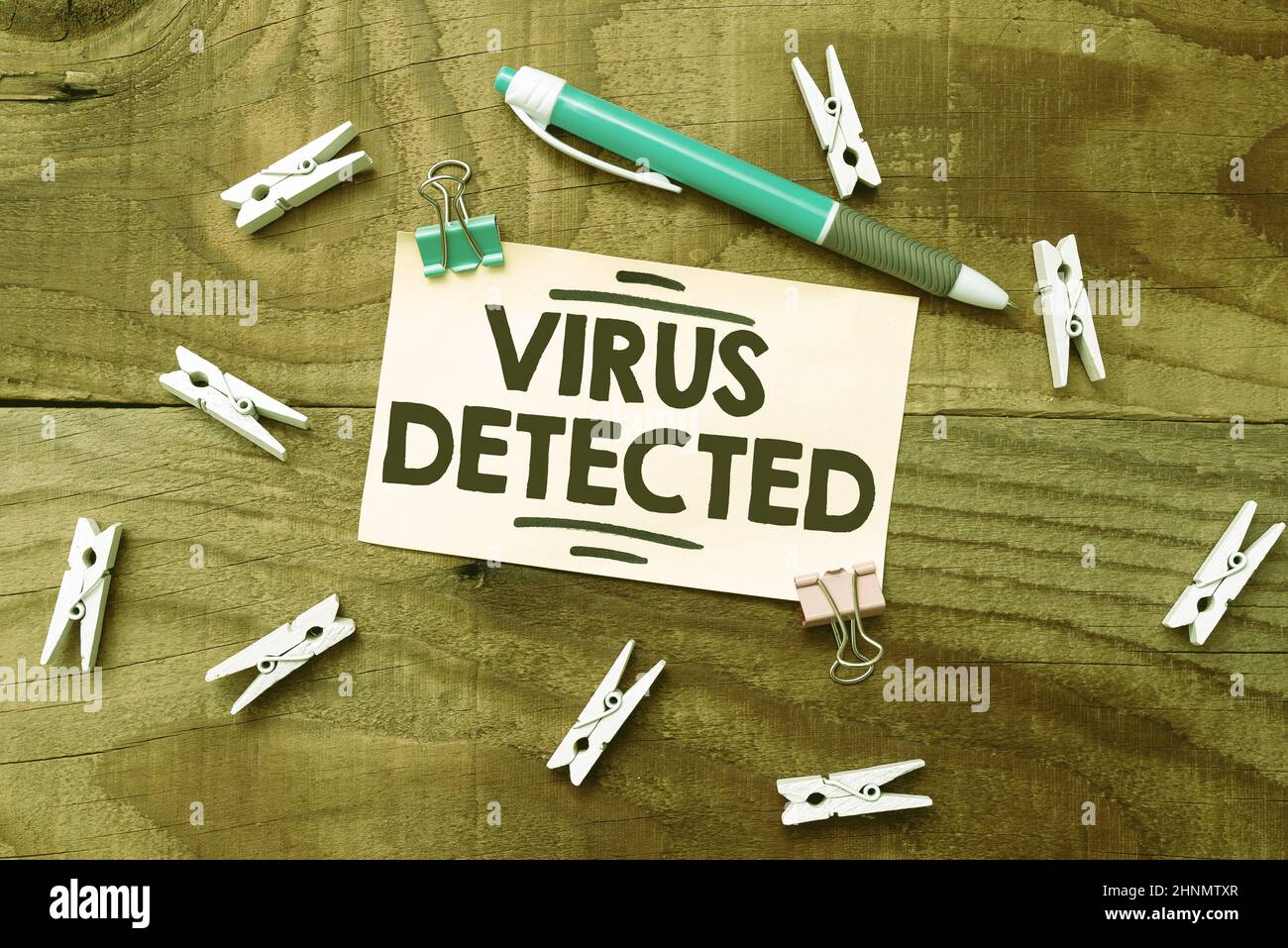 Text showing inspiration Virus Detected, Conceptual photo A computer program used to prevent and remove malware Colorful Perpective Positive Thinking Stock Photo