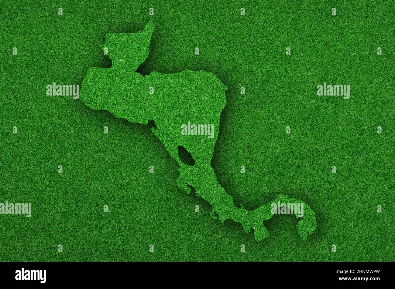 Map of Central America on green felt Stock Photo