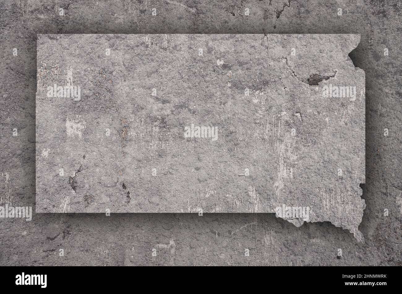 Map of South Dakota on weathered concrete Stock Photo