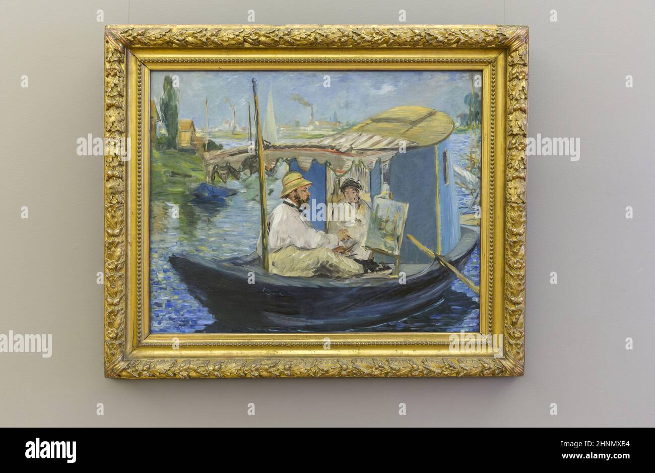 Édouard Manet. painting of Claude Monet in the boat Stock Photo