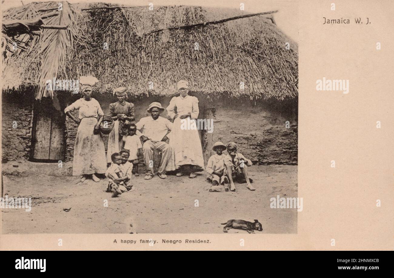 Portrait of Jamaican family, Jamaica. early 1900s, unknown photographer Stock Photo