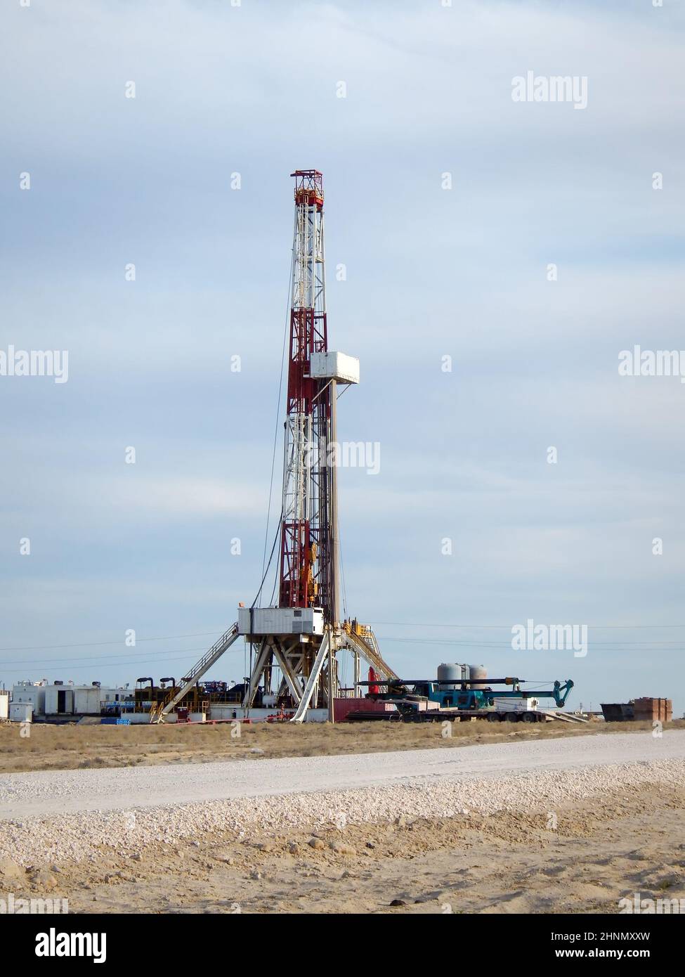 Drilling Rig in the steppe. Stock Photo