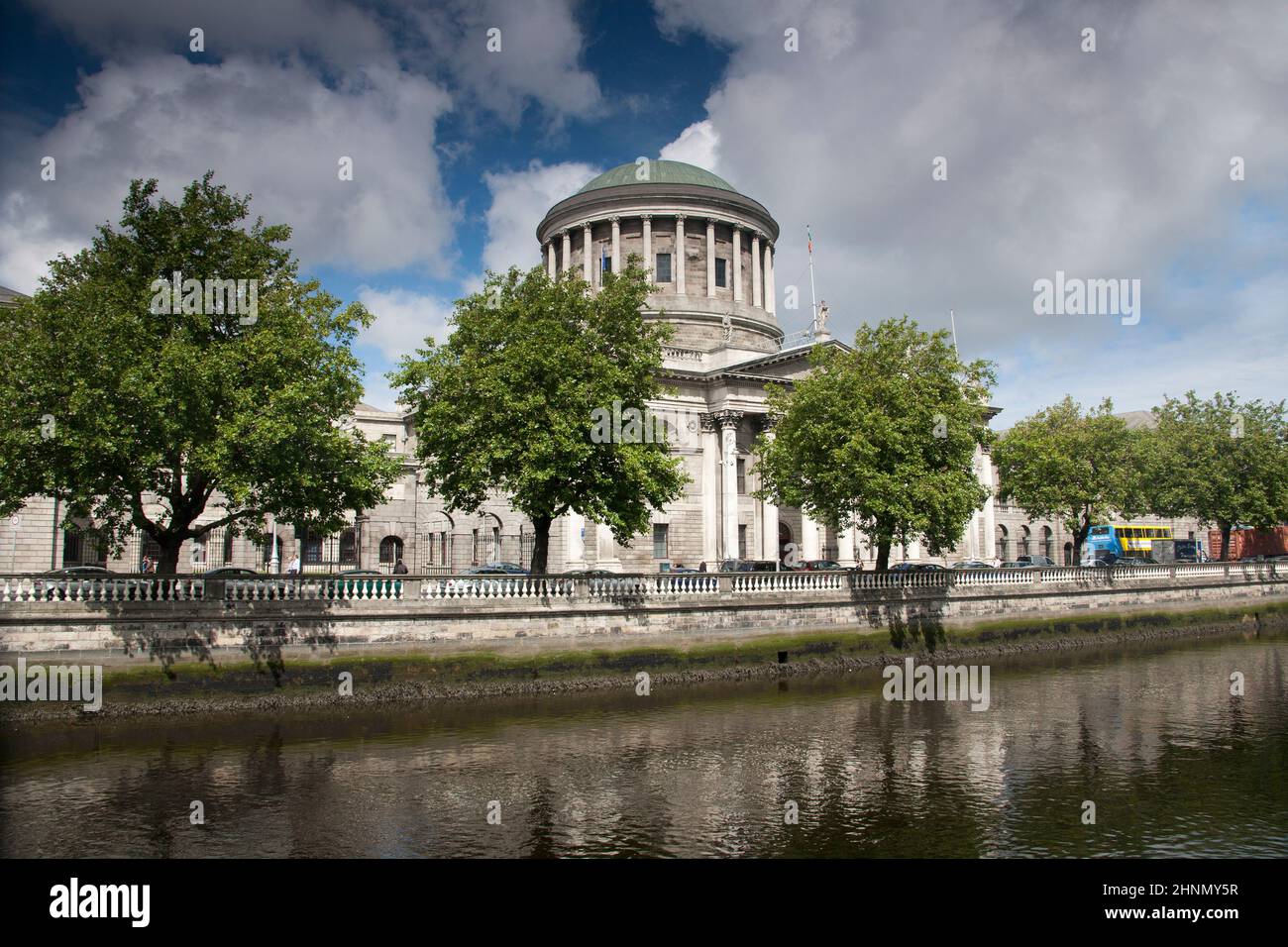 The river Liffey in Dublin with the Four Courts Building Stock Photo