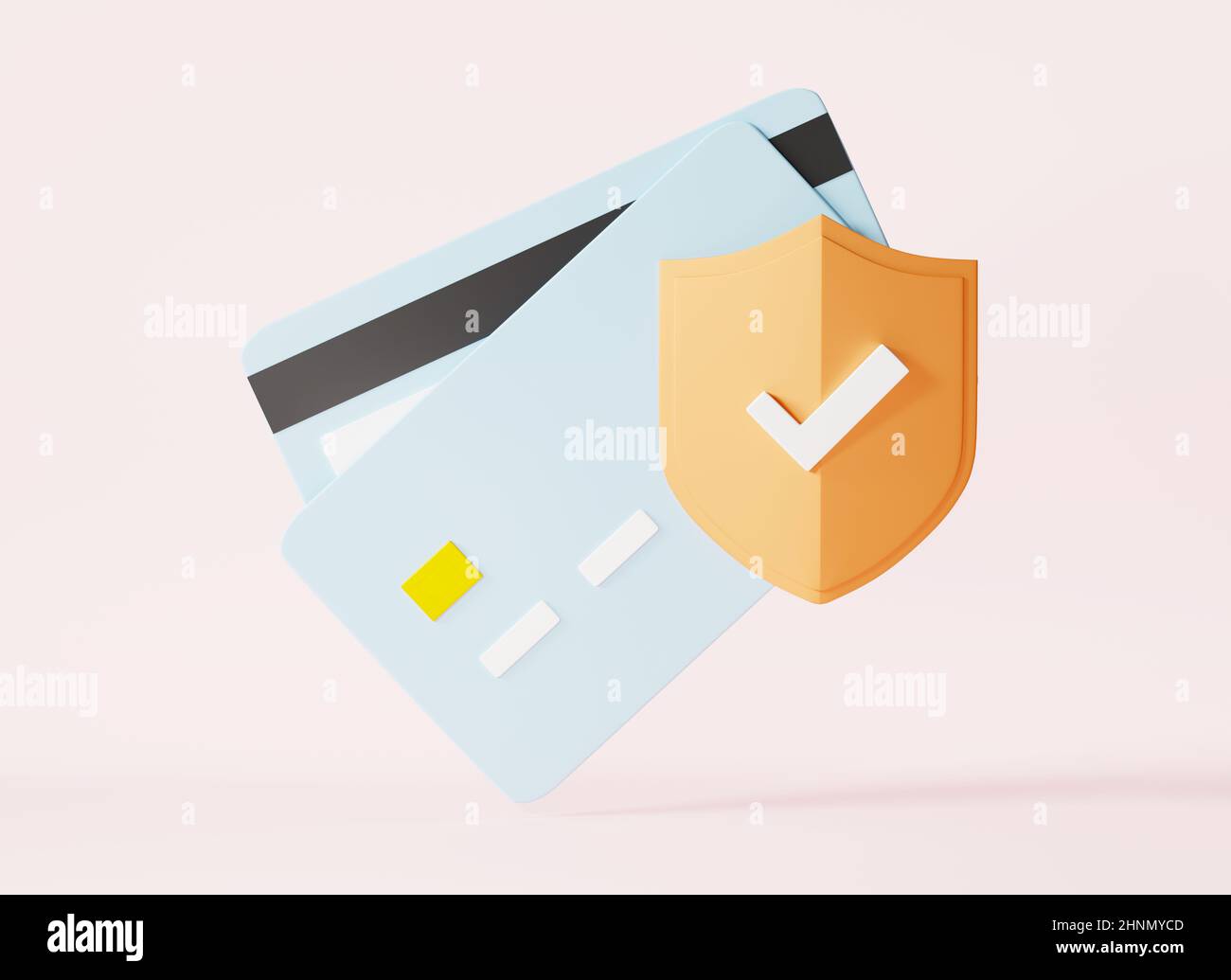 Credit card with lock shaped icon, Locked bank card secure transaction protection on pink background, Secure money payment online system sign, graphic Stock Photo