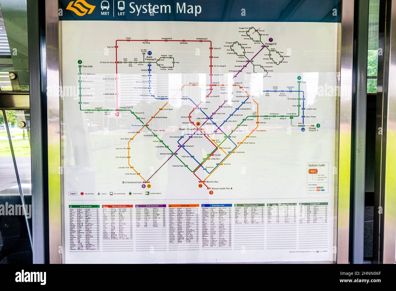 MRT and LRT System Map Metro subway stops in Singapore. Stock Photo